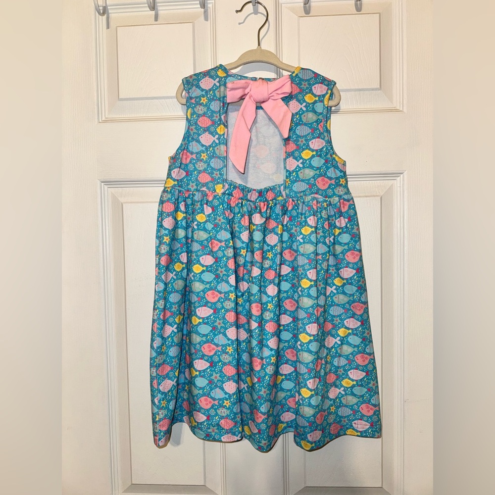 Vibrant Fish Pattern Kids Dress - Picture 5 of 6